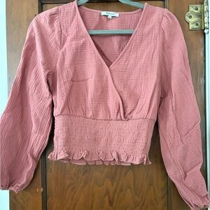Madewell Dusty Rose Smocked Blouse